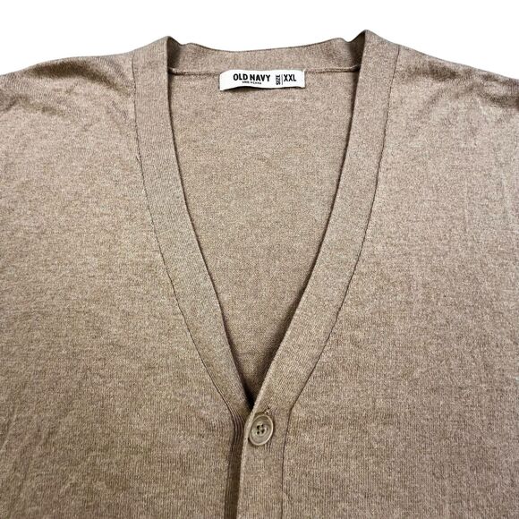 Old Navy Cardigan Sweater Mens 2XL Tan Brown Button Knit Preppy Dad Core - Picture 2 of 9